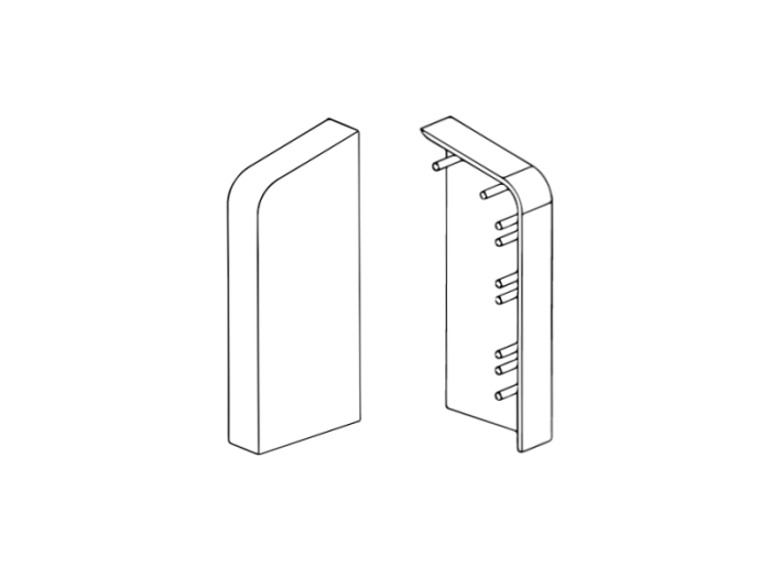 Abschluss rechs für Heizungsrohrverkleidung 90 x 40 mm