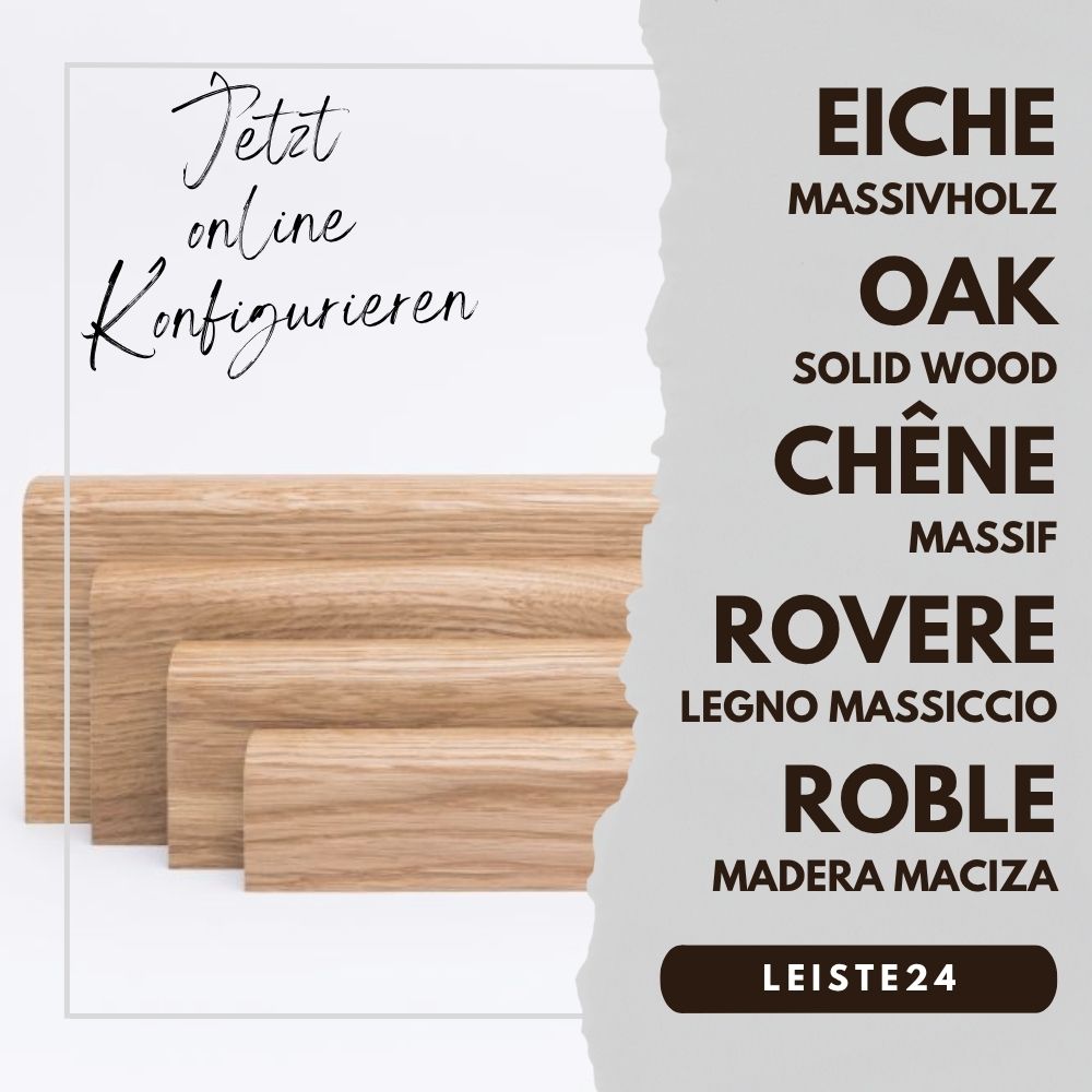 Massivholz Sockelleisten-Konfigurator Eiche Natur