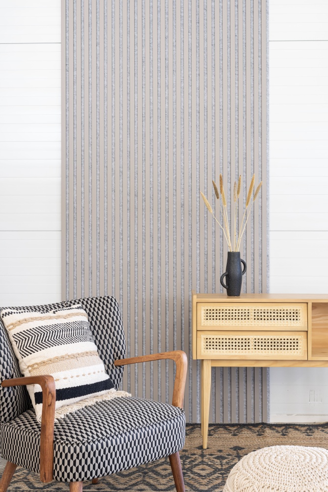 Akustikpaneel 3000 x 400 mm Sandgrau - Akustikfilz Grau - Wandverkleidung