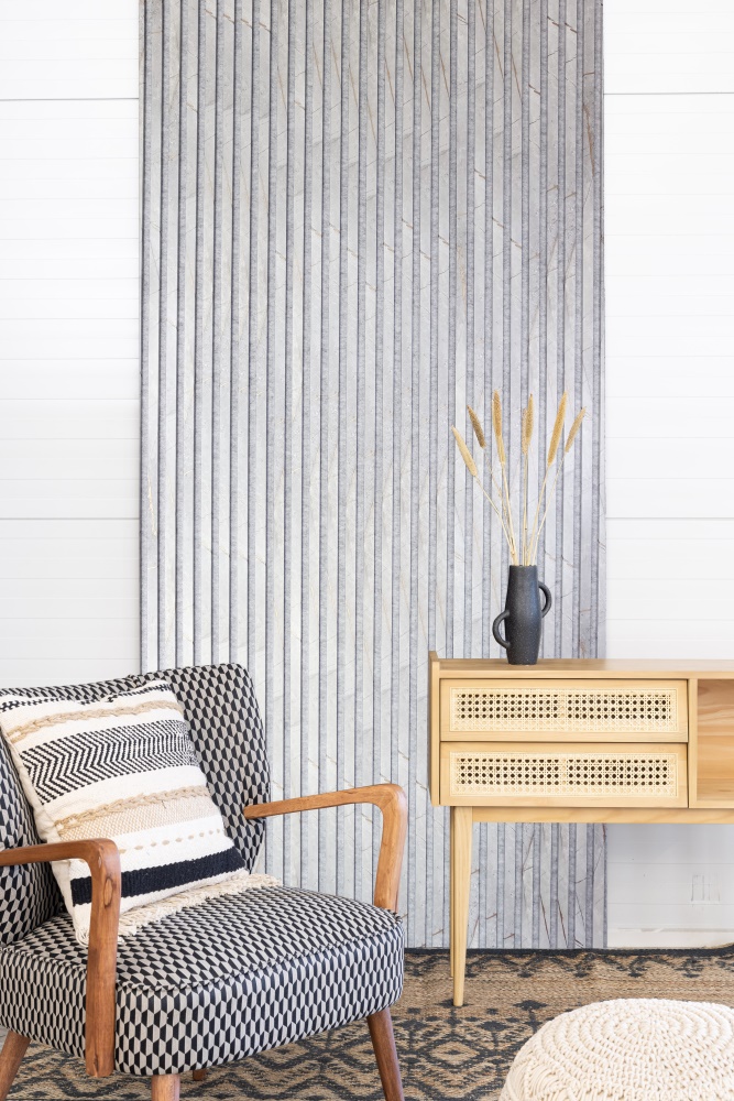 Akustikpaneel 3000 x 400 mm Golden Stone - Akustikfilz Grau - Wandverkleidung