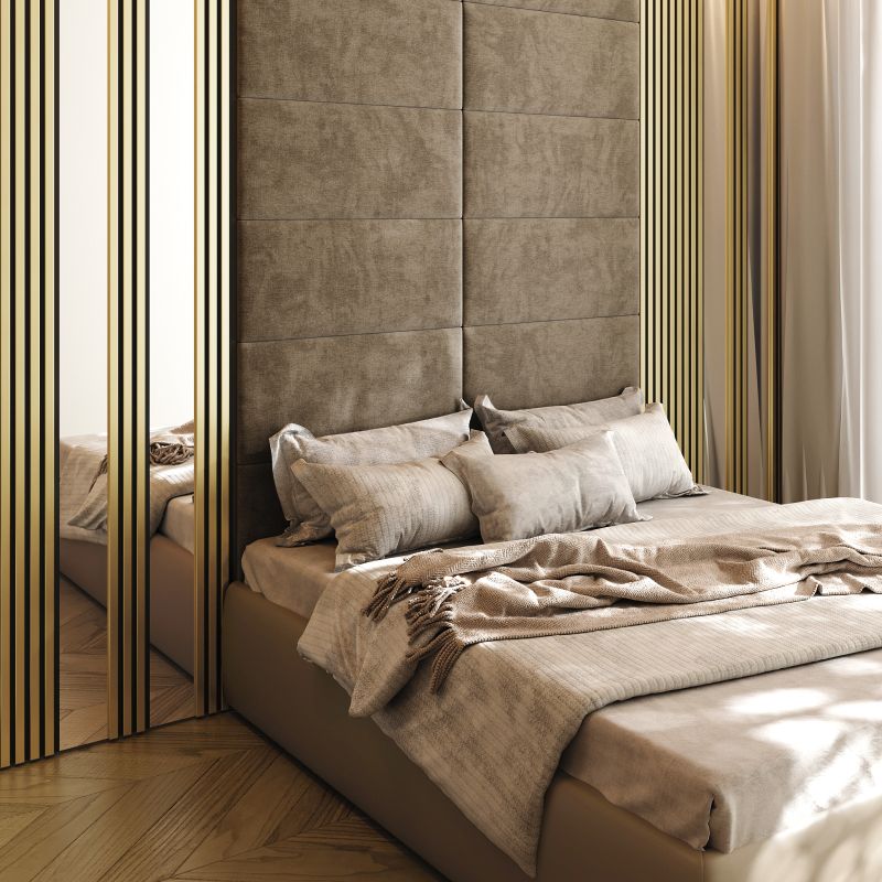 Akustikpaneel 3000 x 400 mm Gold - Akustikfilz  Schwarz - Wandverkleidung