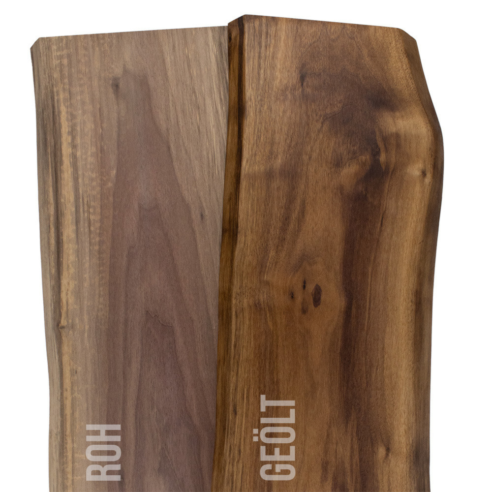 Baumscheibe 25 mm, Amerikanischer Nussbaum Massivholzplatte 18 - 25 cm - beidseitige Baumkante