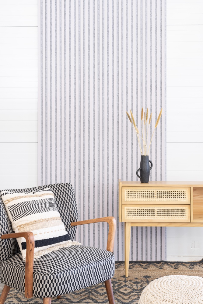 Akustikpaneel 3000 x 400 mm Rose - Akustikfilz Grau - Wandverkleidung