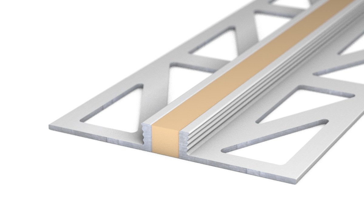 Aluminium-Dehnfugenprofil - Silikon-Fuge - für 4,5mm Beläge - Beige 3m
