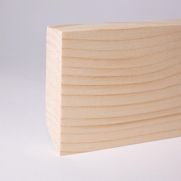 Vierkant Massivholz-Sockelleiste 40mm - Kiefer roh