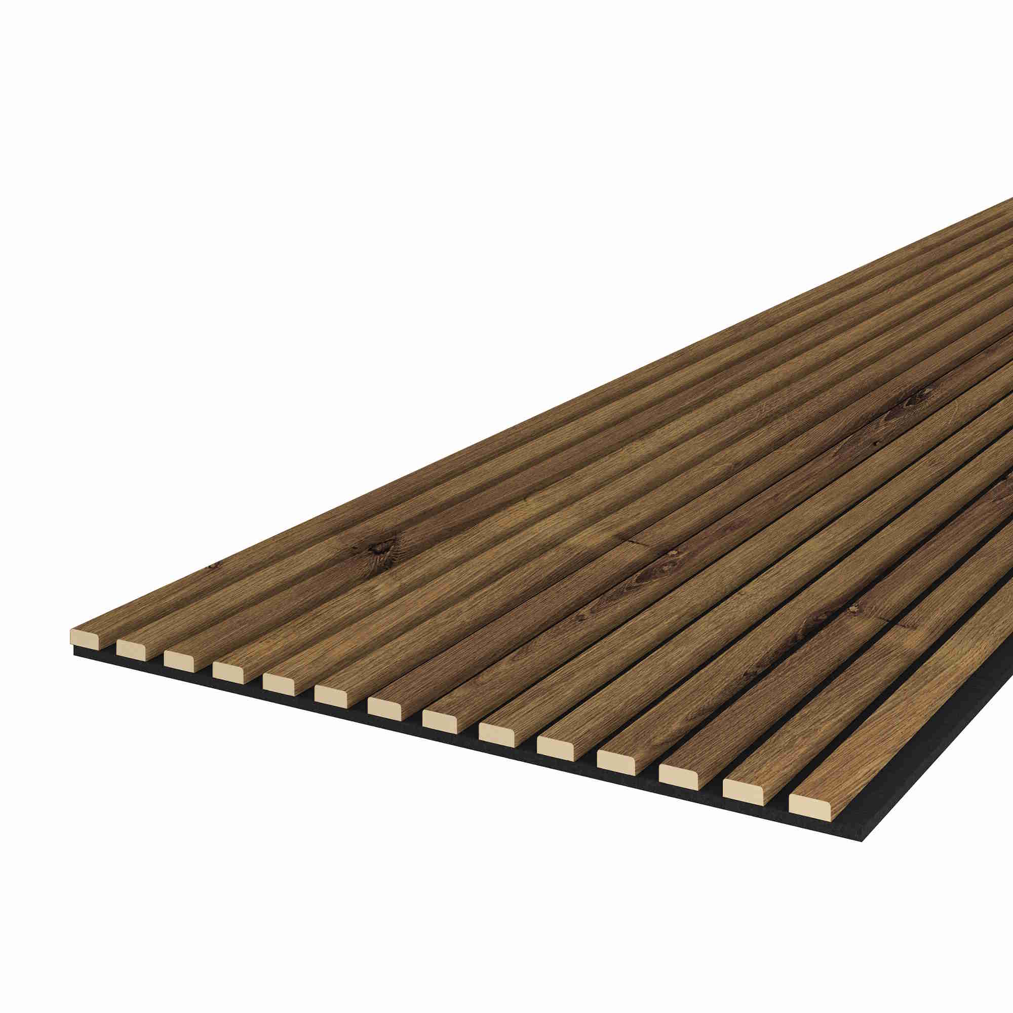 Akustikpaneel 2400 x 600 mm Eiche rustikal - Akustikfilz  Schwarz - Wandverkleidung