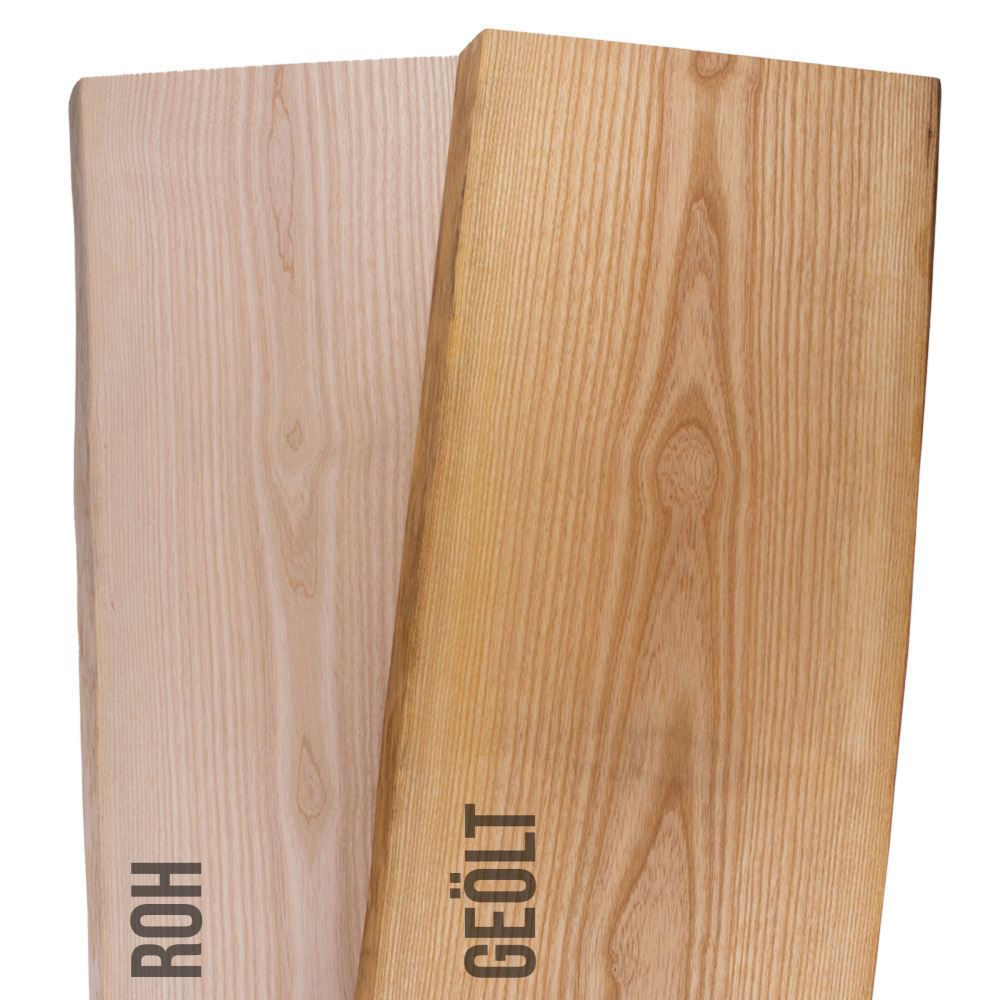 Baumscheibe, Esche Massivholzplatte 20-25 cm - beidseitige Baumkante