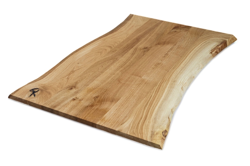 Massivholzplatte Eiche rustikal 40 mm beidseitige Baumkante - durchgehende Lamellen