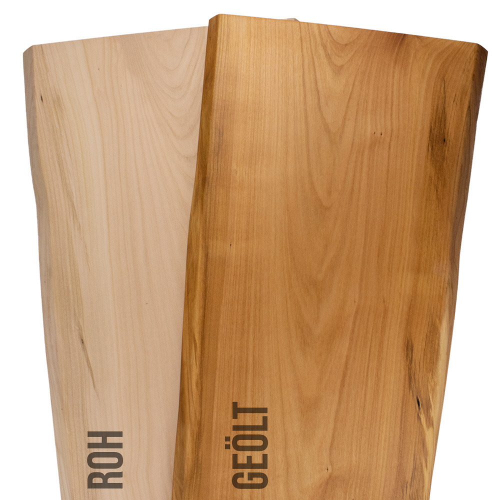 Baumscheibe, Kirschbaum Massivholzplatte 18 - 25 cm - beidseitige Baumkante