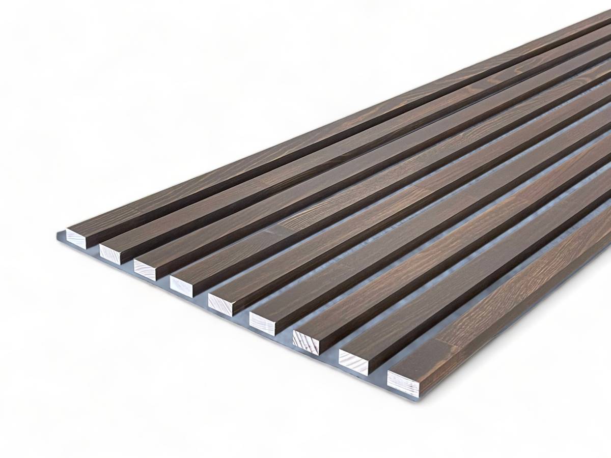 Massivholz Akustikpaneele Grau 2600 x 400 mm Kiefer - Choc Brown