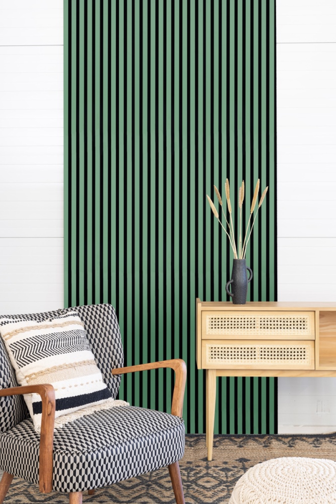 Akustikpaneel 3000 x 400 mm Mint - Akustikfilz  Schwarz - Wandverkleidung