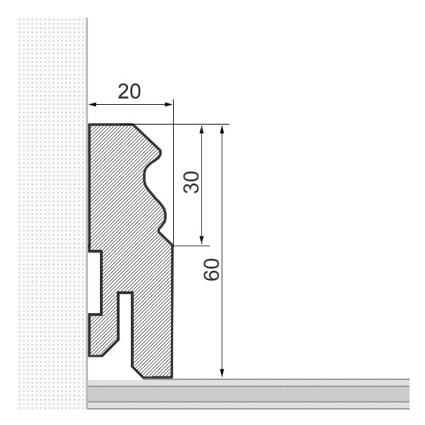 Sockelleiste Berliner Profil 60mm - Kirsche roh