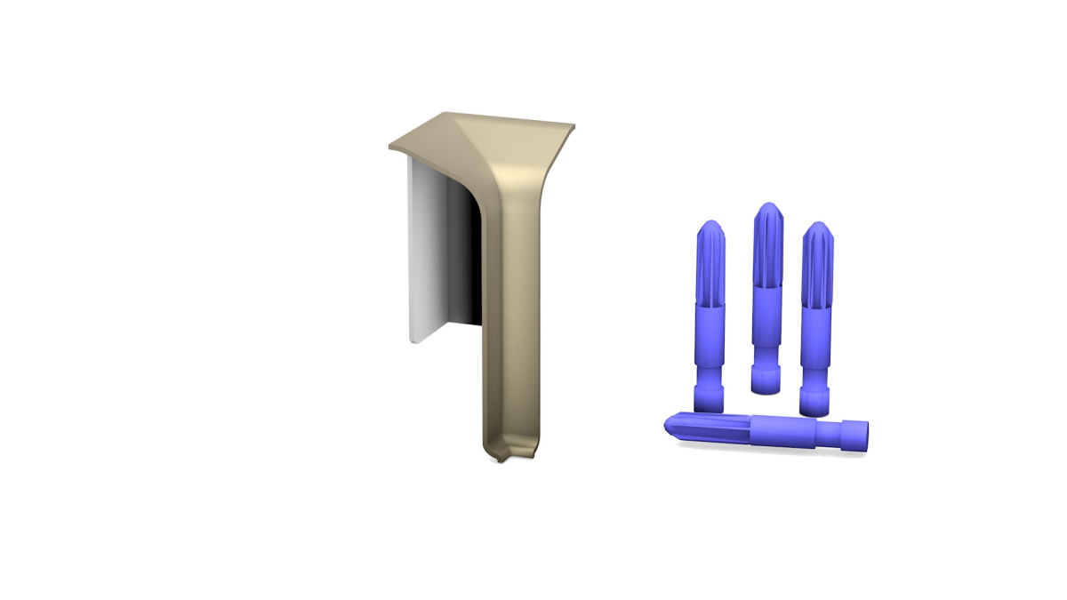 Innenecke für Metallsockelleiste 60mm Edelstahl Matt