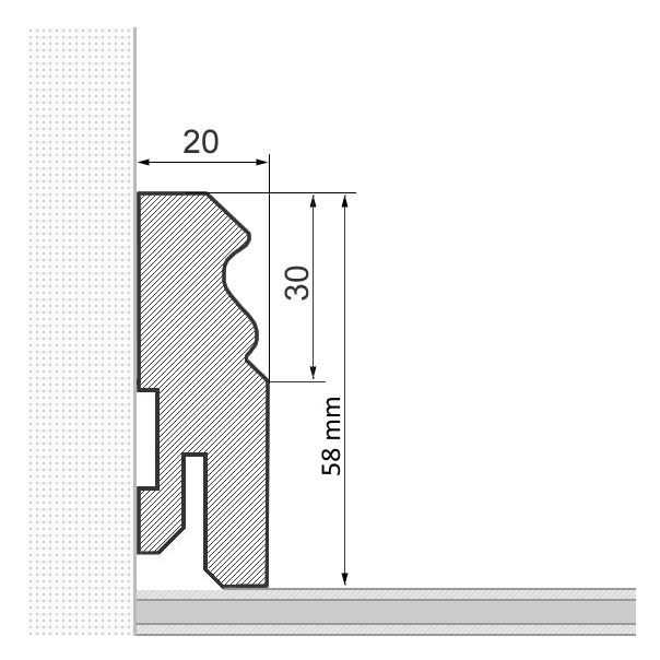 Massivholz-Sockelleiste Berliner Profil 58 mm - Erle geölt