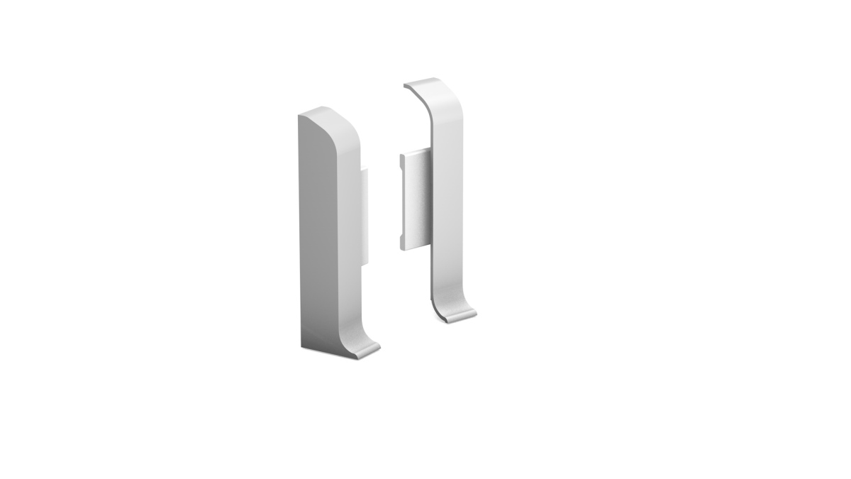 Endstücke Links / Rechts für Metallsockelleiste 58mm Silber