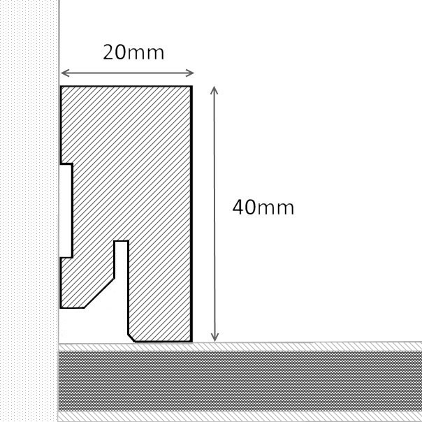 Vierkant Massivholz-Sockelleiste 40 mm - Esche geölt