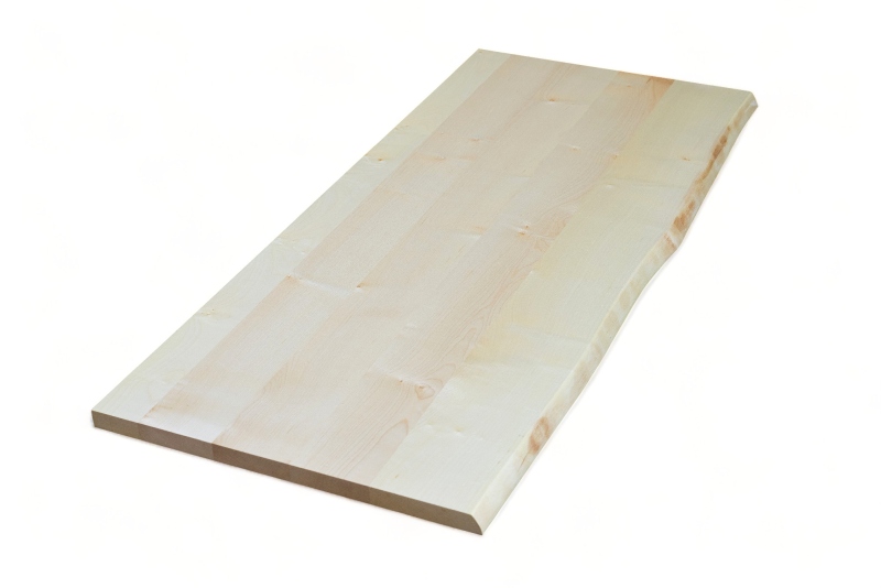 Massivholzplatte Ahorn 22 mm einseitige Baumkante - durchgehende Lamellen