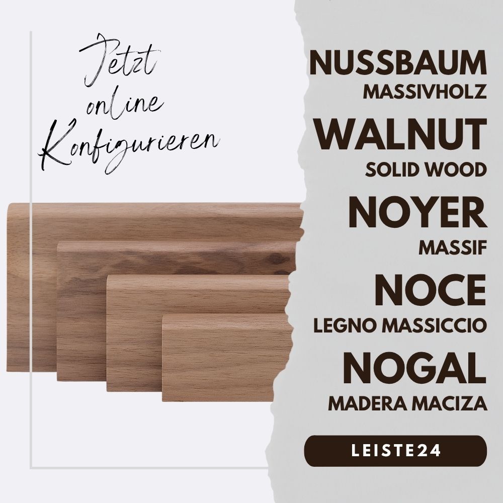 Massivholz Sockelleisten-Konfigurator Nussbaum