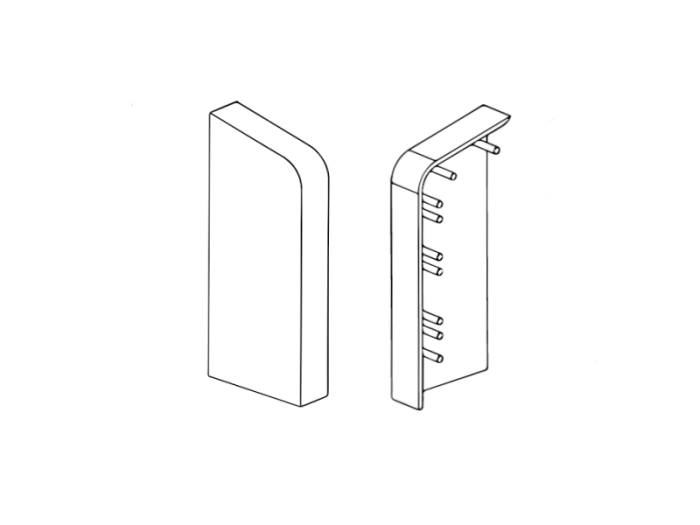 Abschluss links für Heizungsrohrverkleidung 90 x 40 mm