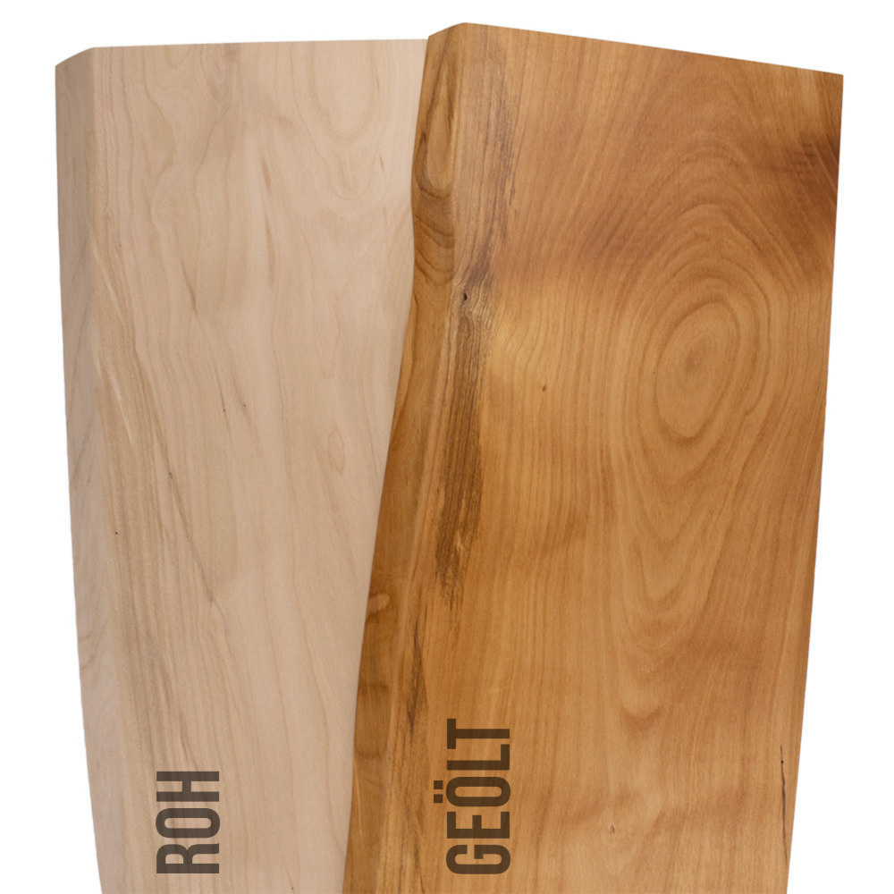 Kirschbaum Massivholz 25 mm einseitig Baumkante - Tiefe 15 cm