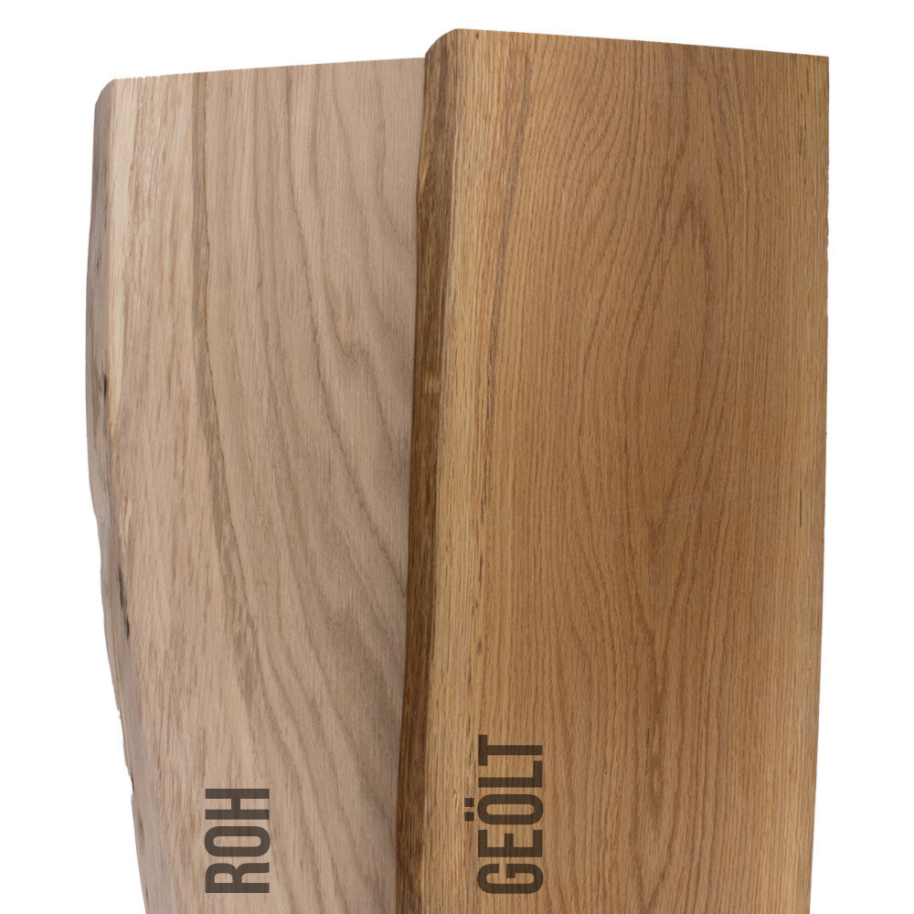 Eichenbrett rustikal 25 mm einseitig Baumkante  - Tiefe 20 cm