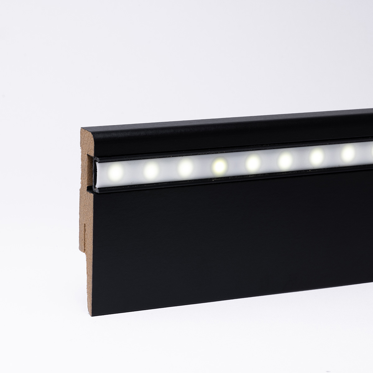 LED-Sockelleiste Weimarer Profil 80mm - Schwarz