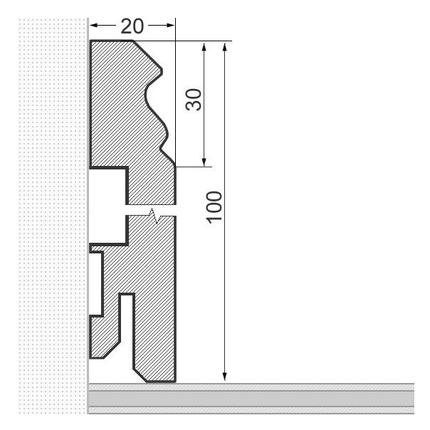 Sockelleiste Berliner Profil 100mm - Kirsche roh