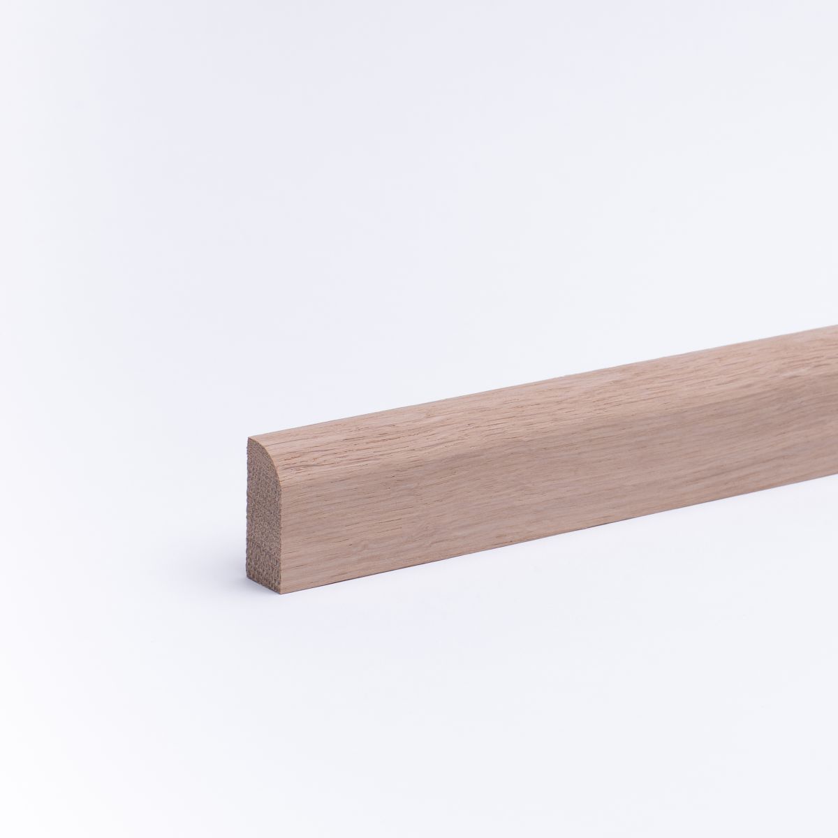30 lfm Leiste massiv Eiche 35 x 15mm mit abgerundeter Vorderkante roh
