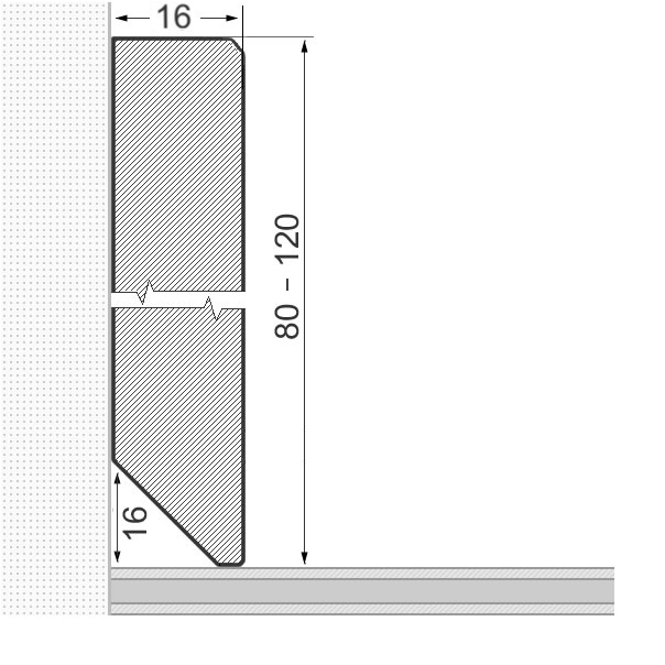 Massivholz-Sockelleiste 120x16mm gefast - Eiche geölt