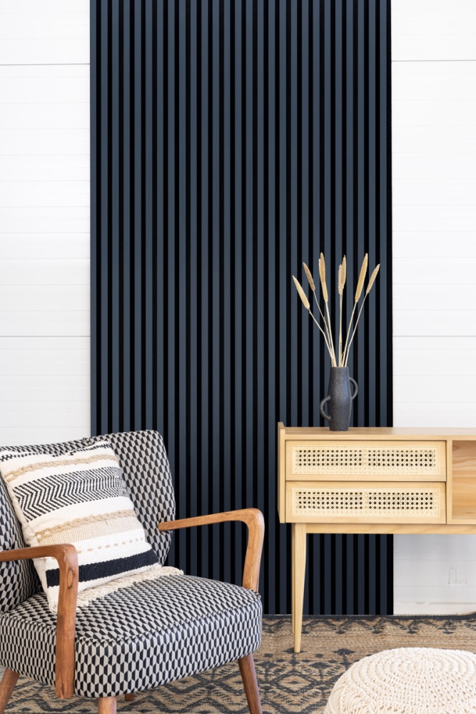 Akustikpaneel 2600 x 400 mm Indigo - Akustikfilz  Schwarz - Wandverkleidung