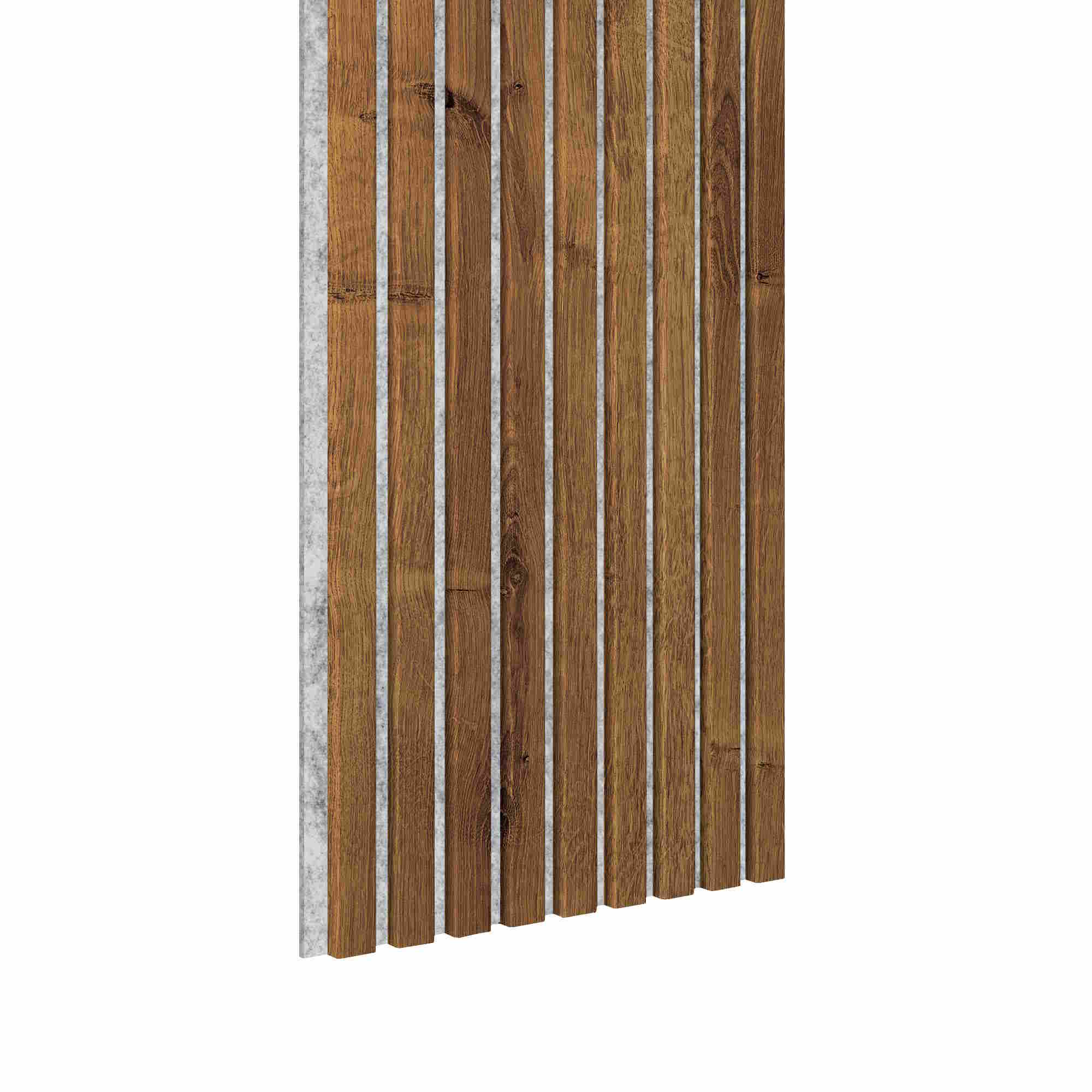 Akustikpaneel 3000 x 400 mm Eiche rustikal - Akustikfilz Grau - Wandverkleidung