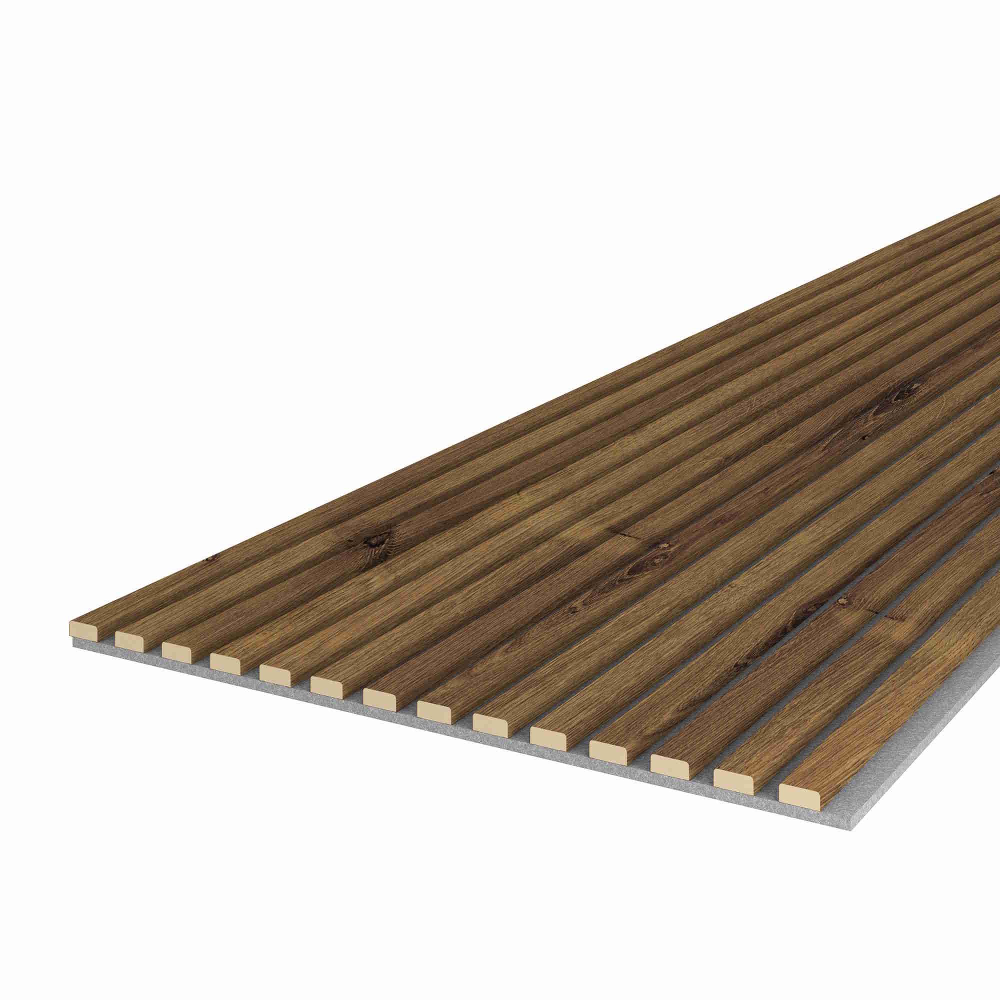 Akustikpaneel 2400 x 600 mm Eiche rustikal - Akustikfilz Grau - Wandverkleidung