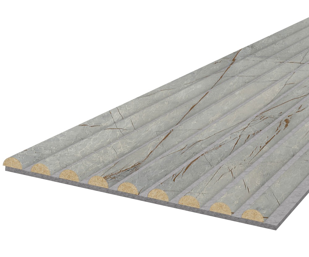 Akustikpaneel WAVE - Filzfarbe Grau 2600x400mm - verschiedene Farben